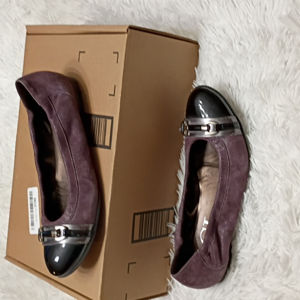 AGL Elegant Black and Purple Women's Slip On Flats EU 37.5